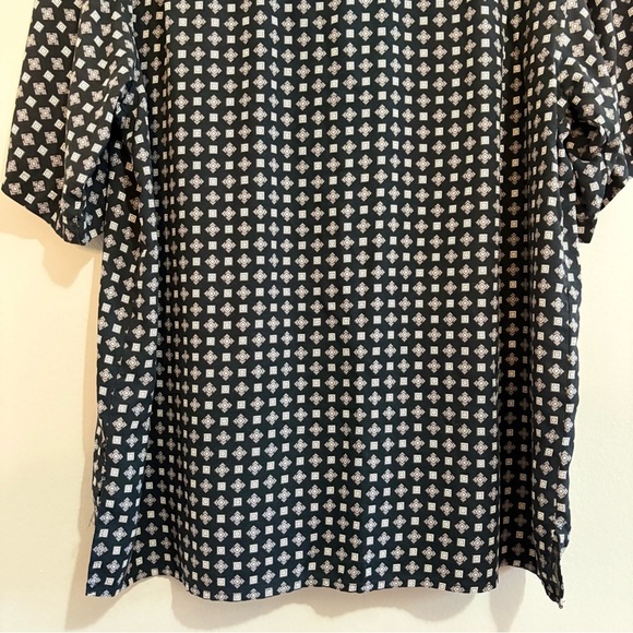 VINTAGE SILK Black & Grey Pattern 100% Silk Button Down Shirt - Picture 11 of 14